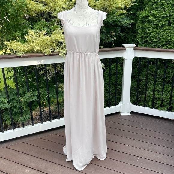 SHOW me your MUMU June Maxi Dress Cream beige bridesmaids Sz XXL - Picture 7 of 15